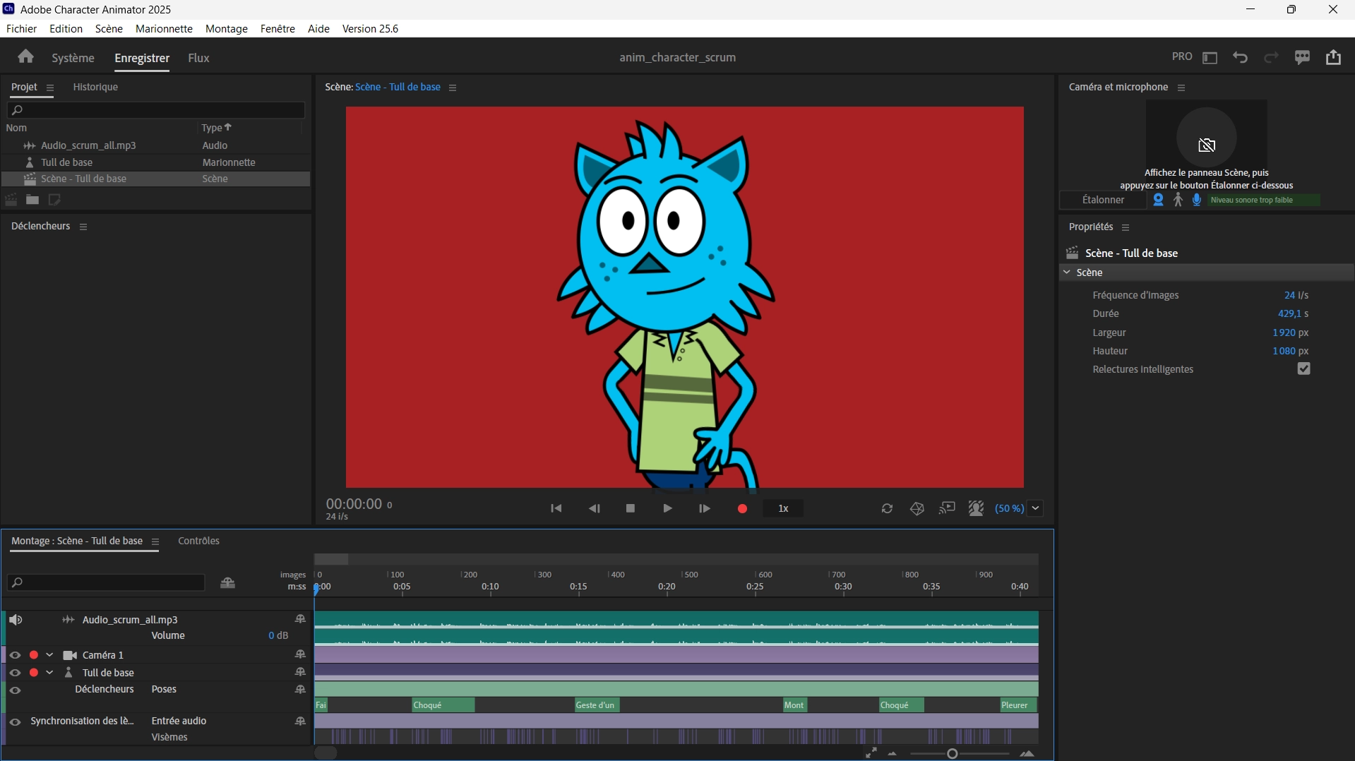 Interface d'animation sur After Effects