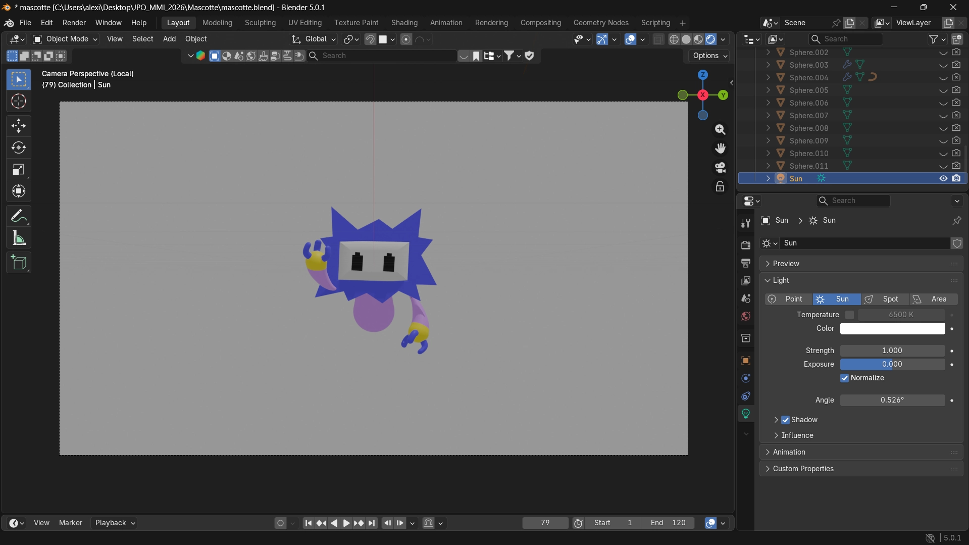 Rigging et animation de la mascotte
